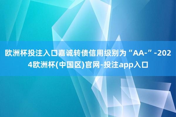 欧洲杯投注入口嘉诚转债信用级别为“AA-”-2024欧洲杯(