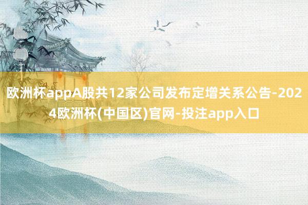 欧洲杯appA股共12家公司发布定增关系公告-2024欧洲杯(中国区)官网-投注app入口