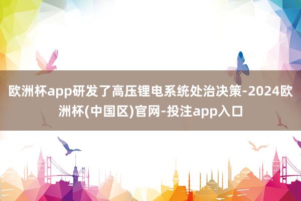 欧洲杯app研发了高压锂电系统处治决策-2024欧洲杯(中国区)官网-投注app入口