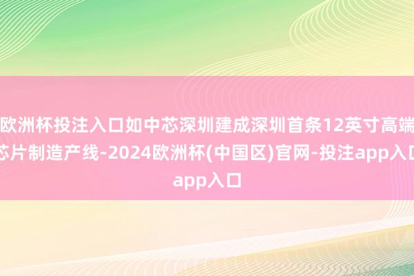 欧洲杯投注入口如中芯深圳建成深圳首条12英寸高端芯片制造产线